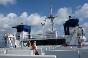 Enjoying the sunshine on deck