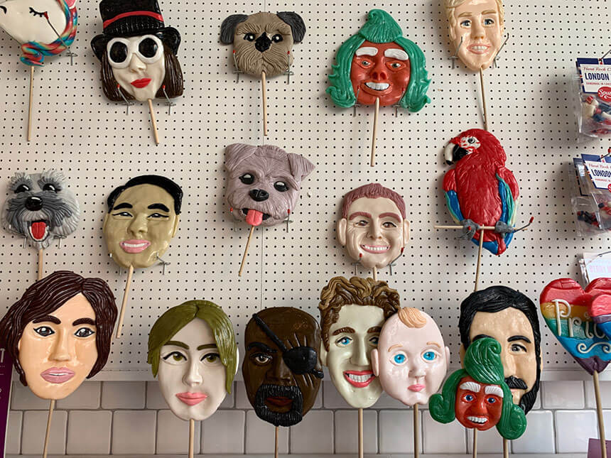 Looking for something truly quirky to do in London? Why not make a lollipop the size of your head with your face on it?