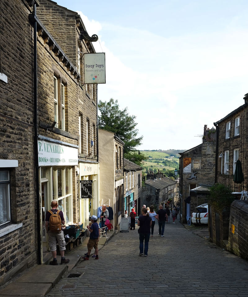 Haworth Main Street is packed with bookshops, galleries, gift shops and tea rooms