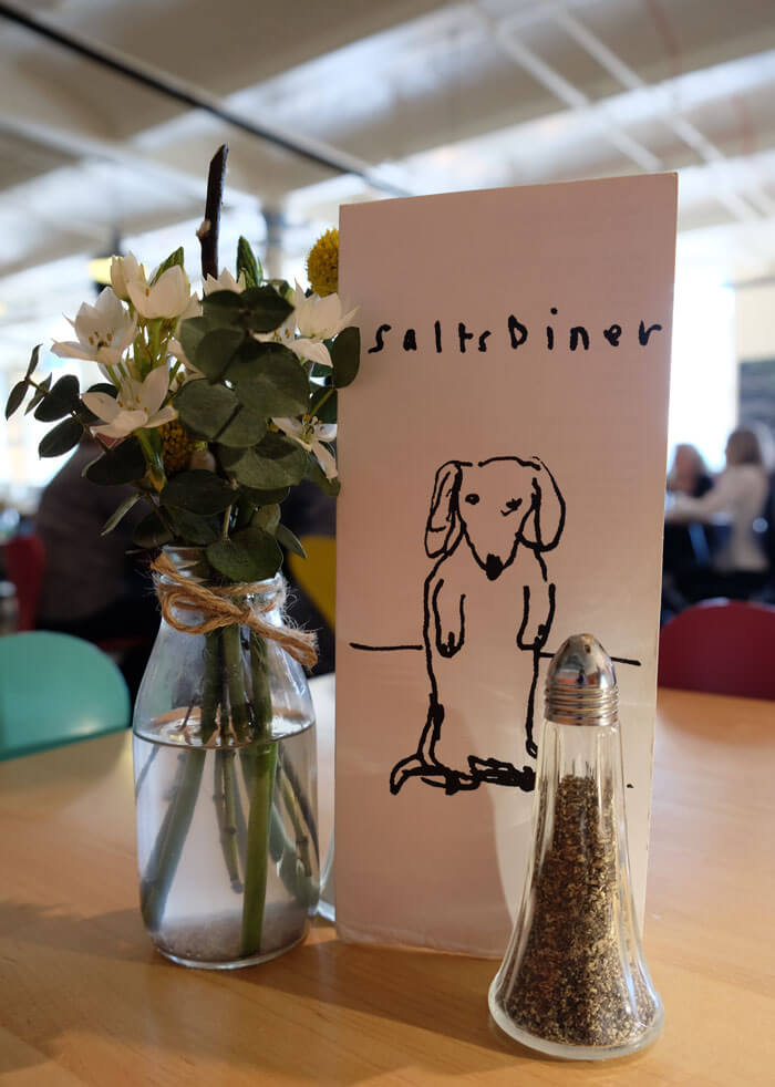 A David Hockney illustration on the menu at Salts Diner, Saltaire