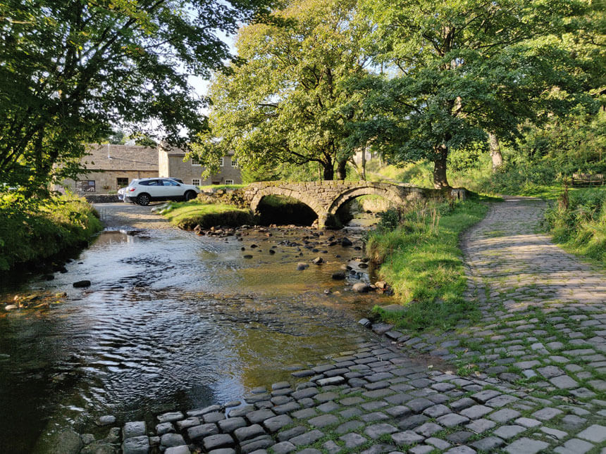 The lovely stream and packhorse bridge at Wycoller