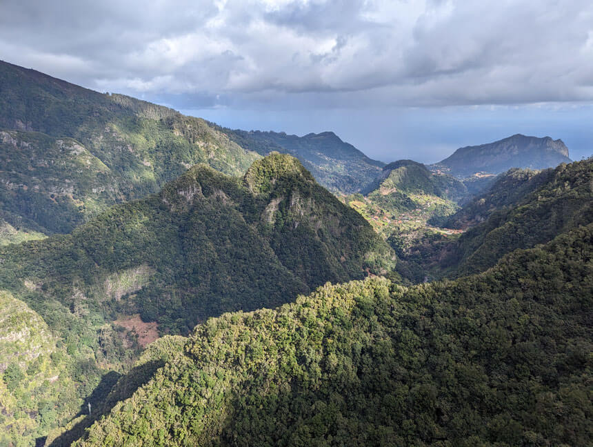 Looking out from the Balcões viewport at the end of the short levada walk from Ribeira Frio