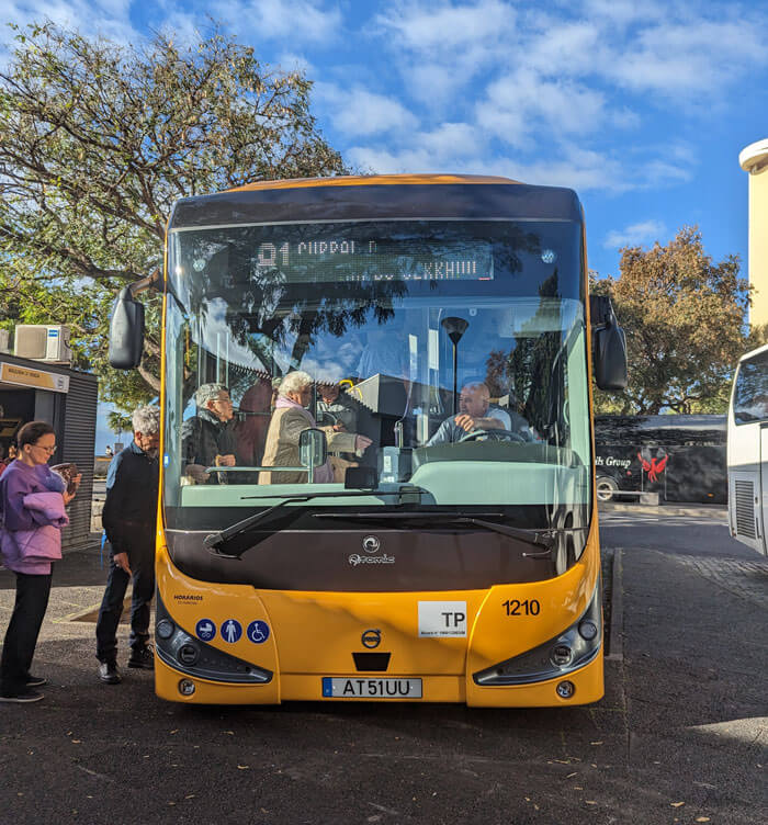 A Horarios do Funchal bus about to set off to Curral das Freiras from the bus station in Funchal.