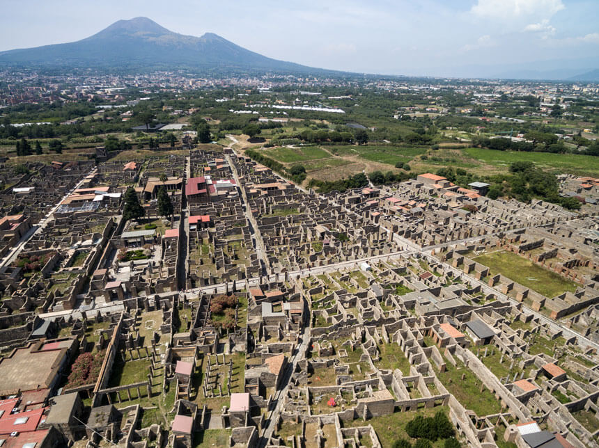 Pompeii is absolutely huge, which is why I recommend spending a full day in the ruins. This aerial photo shows around a quarter of the site.