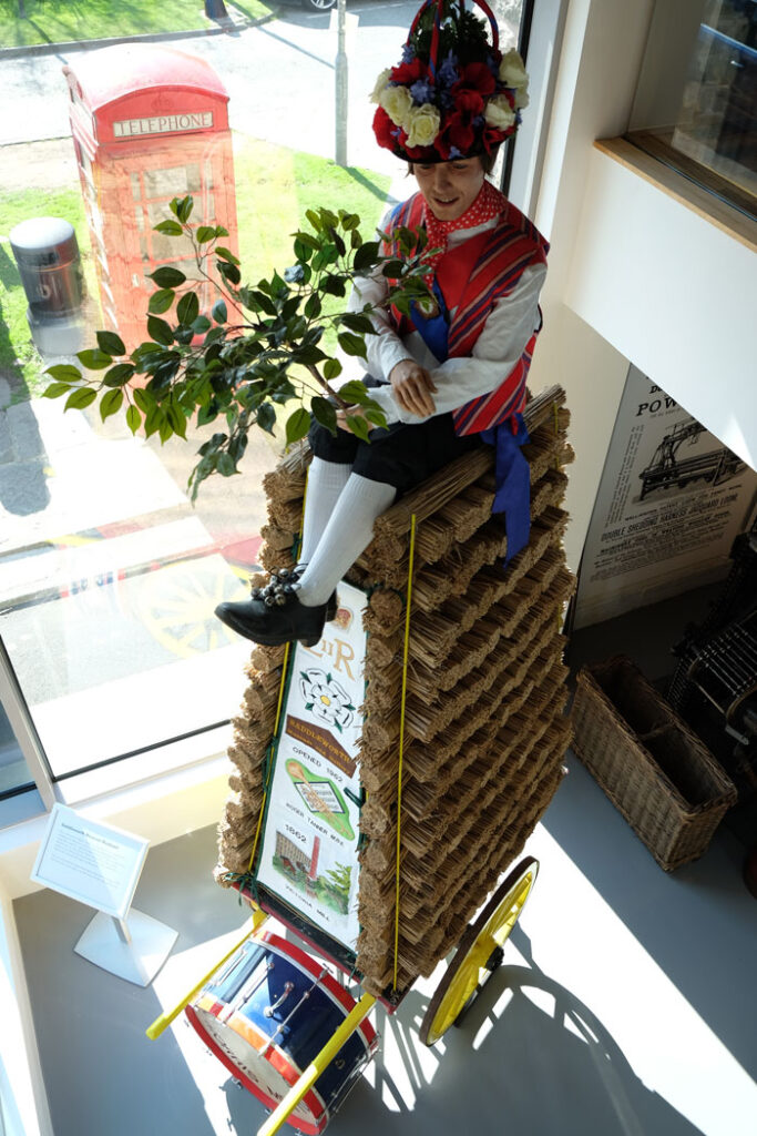 A model rushcart with a Morris dancer on top in Saddleworth Museum. Seeing the real thing on Rushcart weekend is one of my favourite things to do in Saddleworth.