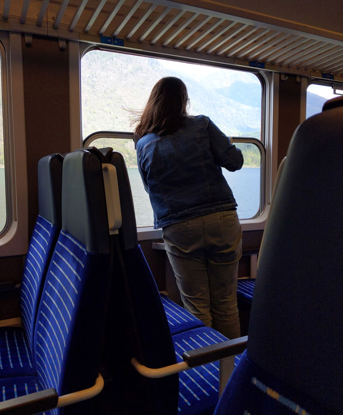 Our train was quiet enough that I could go to the other side of the carriage to see Lake Poschiavo