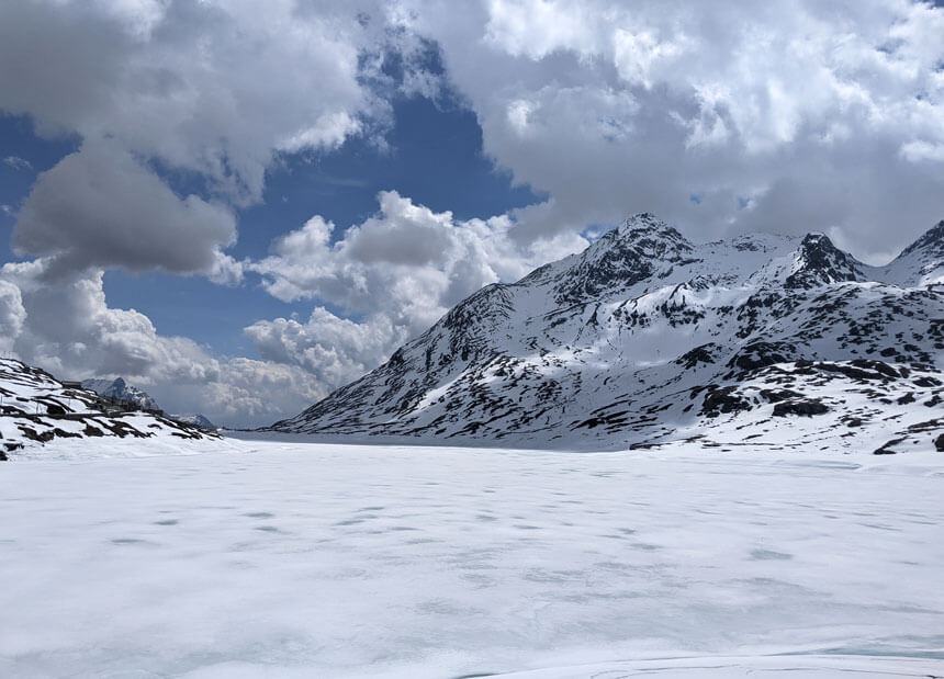 Beautiful Lago Bianco, near the highest point of the Bernina line