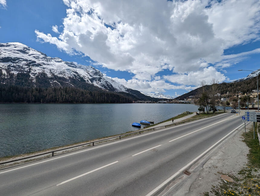 You can see Lake St Moritz from the station platform