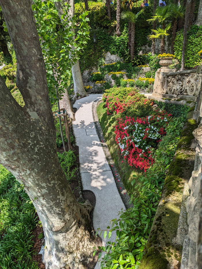 The beautiful gardens have sunny terraces and shady paths