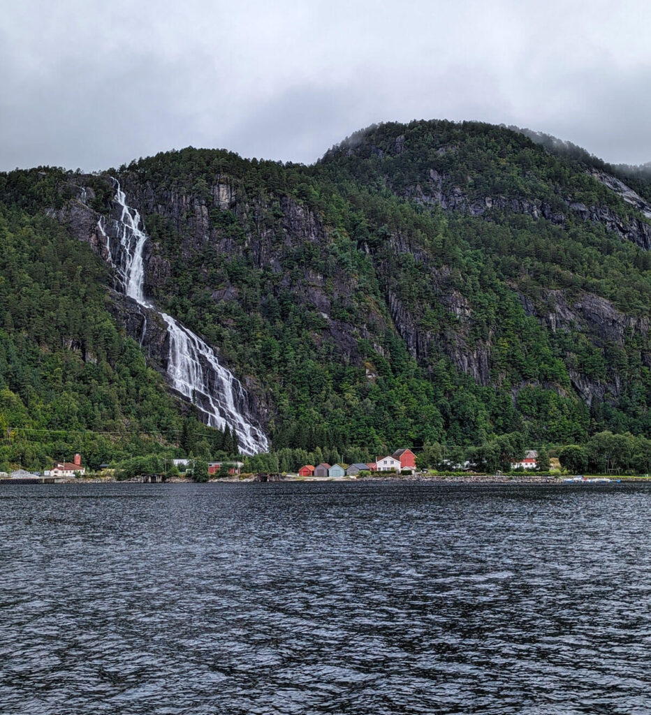 One of the many waterfalls we saw on our trip to Mostraumen