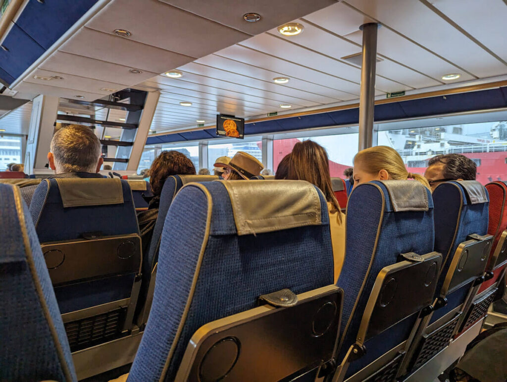 Inside the boat. We sat in the middle section as all the window seats were full by the time we got on board.