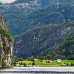 The beautiful Mostraumen strait in Norway. Read this Mostraumen fjord cruise review to find out what it's like to take a trip from Bergen to this beautiful landscape.