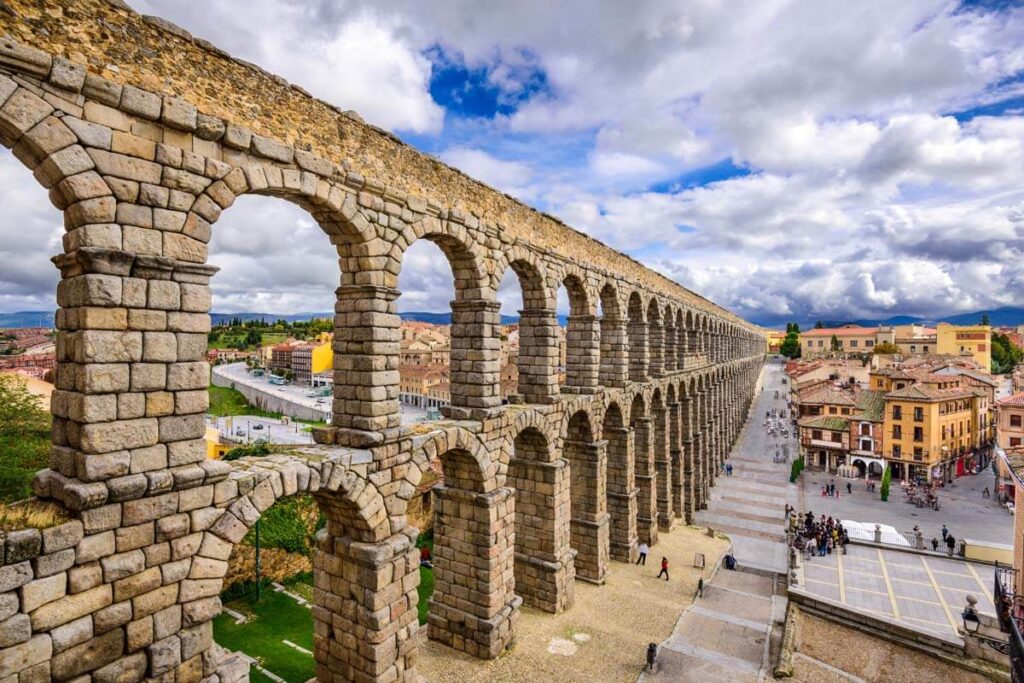 The Aqueduct of Segovia is one of the most impressive Roman sites in Spain