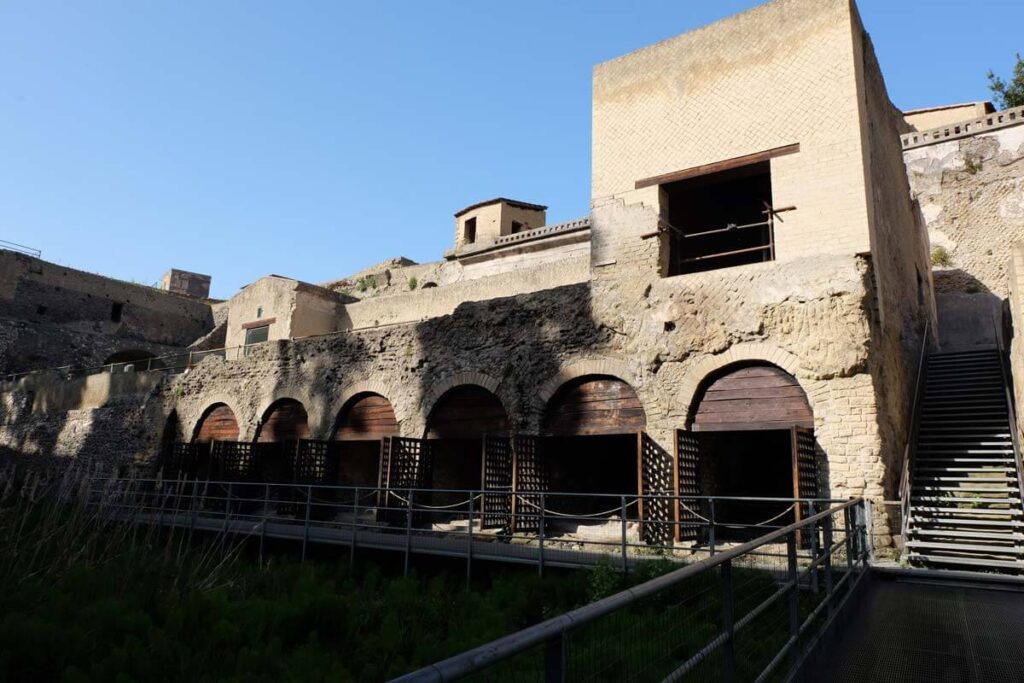 The boathouses at Herculaneum, where 300 skeletons were found