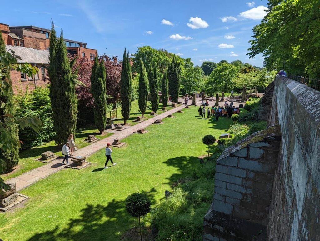 The Roman Gardens in Chester are just outside the old city walls and showcase building fragments from the Roman fortress Deva.