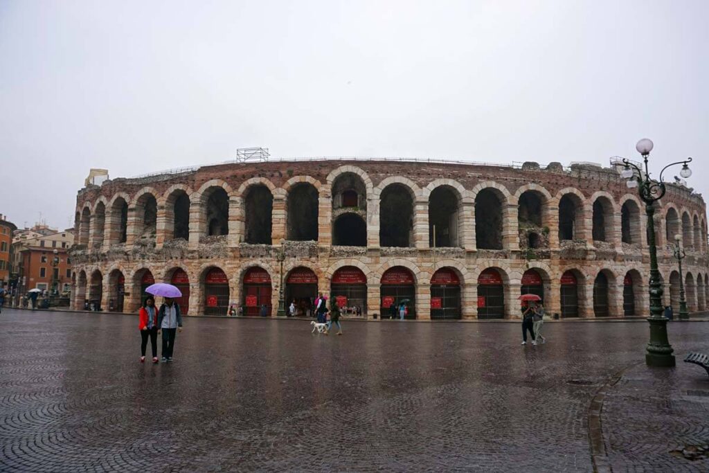 Even on a damp and gloomy day, Verona's Roman arena is still hugely impressive