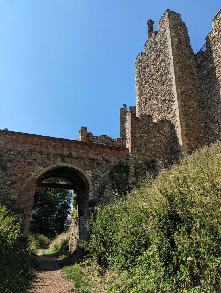 The impressive entrance to the castle, seen from the defensive ditch