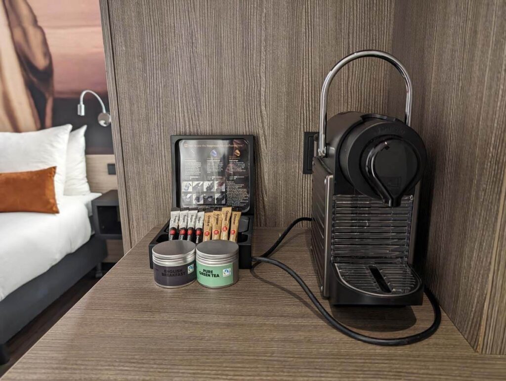 The Nespresso machine in my room at The Manor Hotel Amsterdam