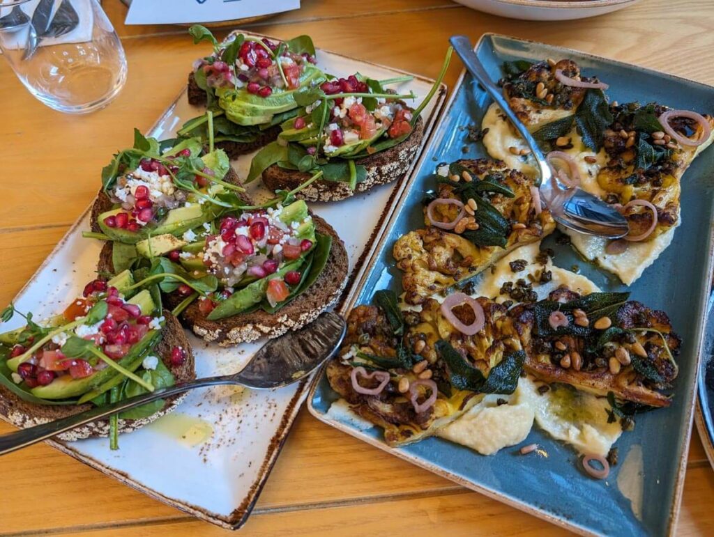 The open sandwiches and cauliflower steaks were delicious