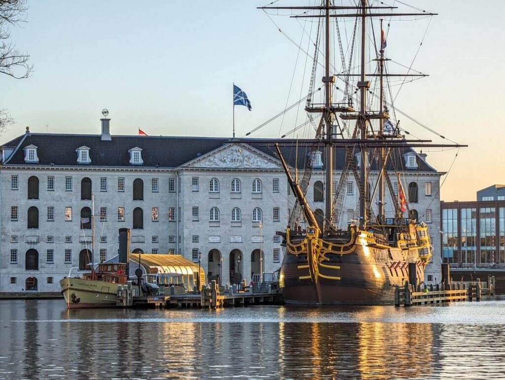 The beautiful Maritime Museum is just across the water from the NEMO science museum