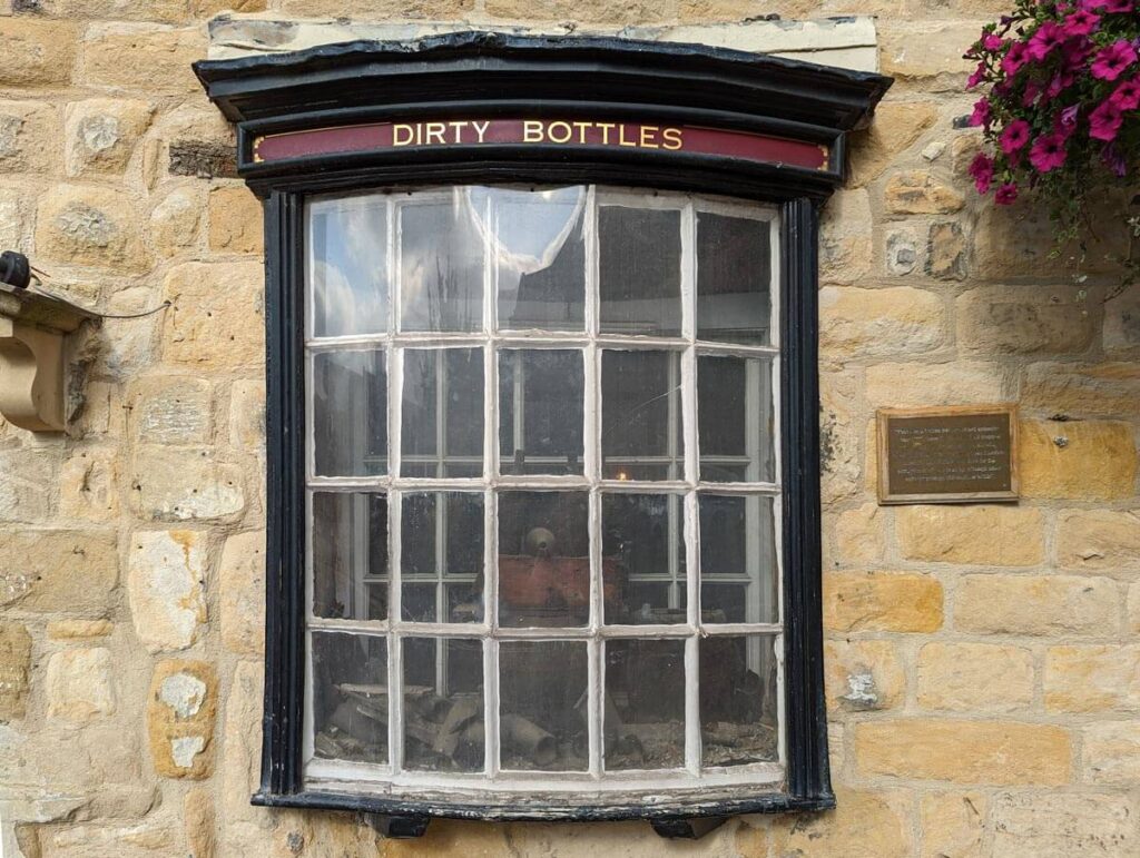 The dirty bottles have been blocked up in this window for nearly 300 years