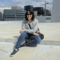 photo of Helen Rapp at the Opera House in Oslo, Norway