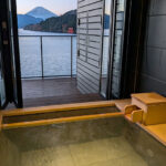 A private onsen in Hakone, with a view of Mount Fuji