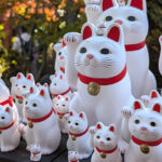 Lucky cat ceramic figures at Gōtokuji Temple in Tokyo
