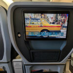 A KLM Premium Economy seat, from the perspective of the person sitting in the seat