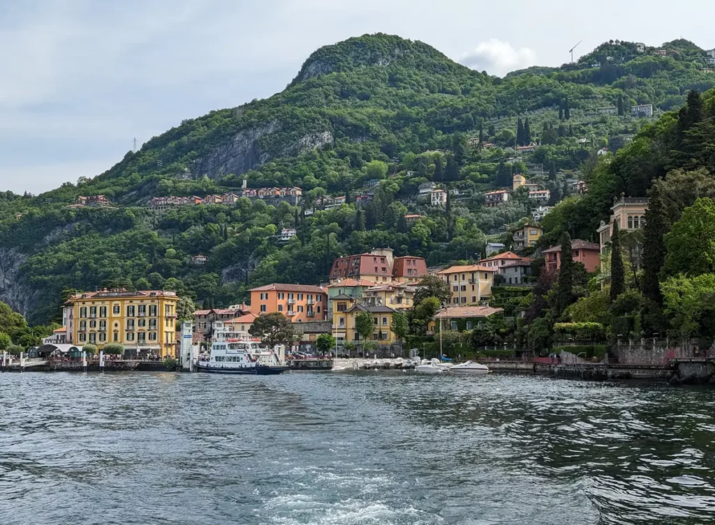Varrena, a beautiful Lake Como village seen from the ferry to Bellagio