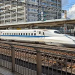 A bullet train at Odawara station
