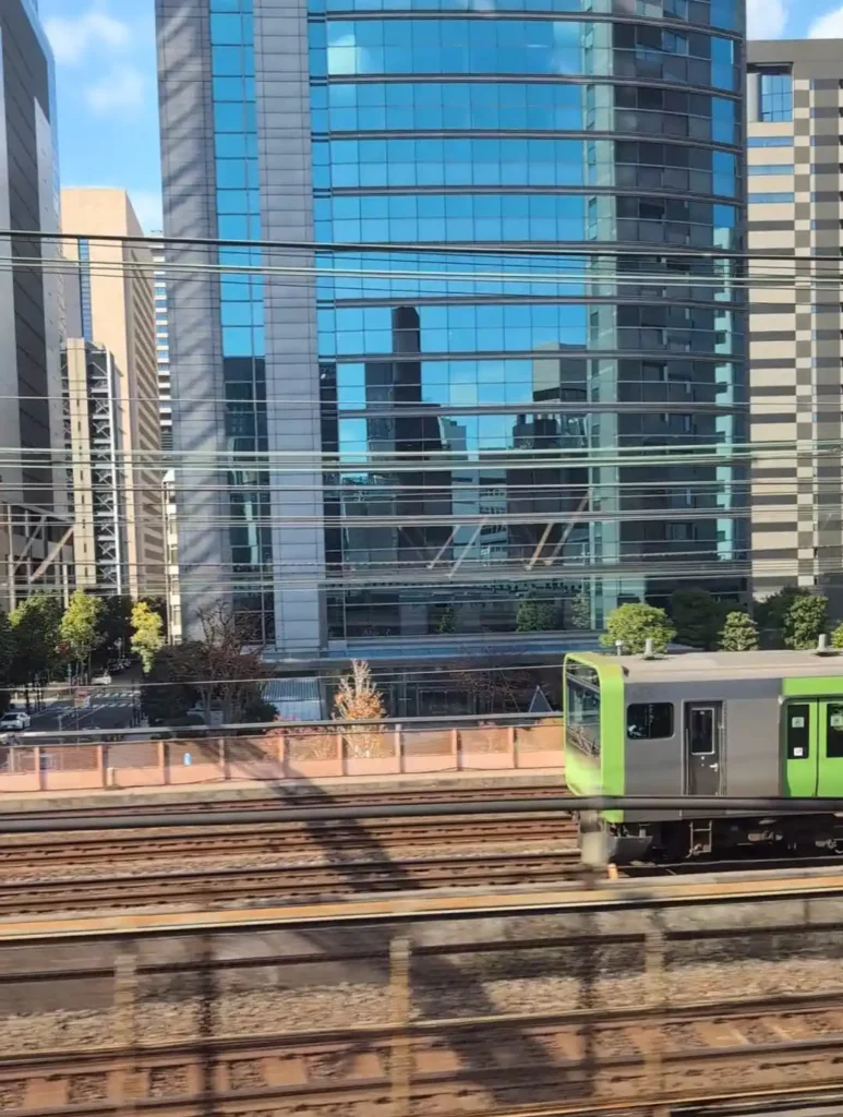 Passing a local train on the way to our first stop at Shinagawa