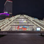 Things to do in Tirana - Tirana Pyramid lit up at night