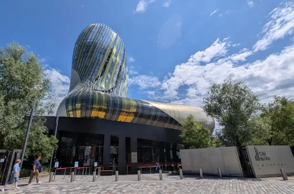 The Cité du Vin is a modern, curvy building