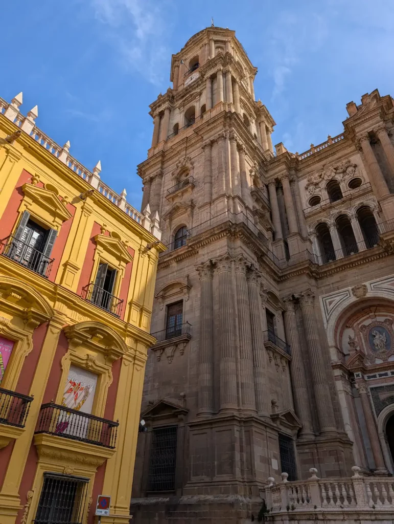 Malaga Cathedral in the middle of Malaga old town