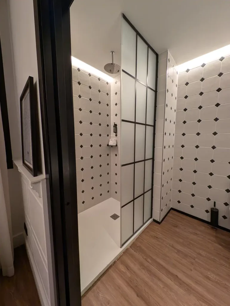 A huge shower cubicle