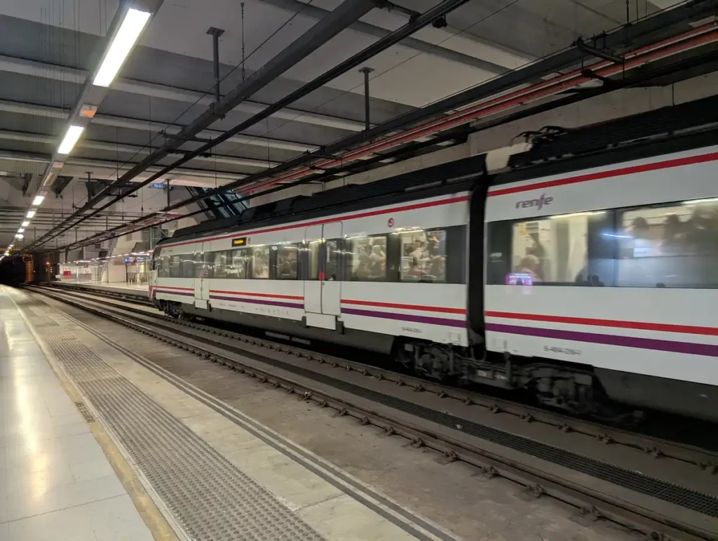 A train at an underground station in Malaga