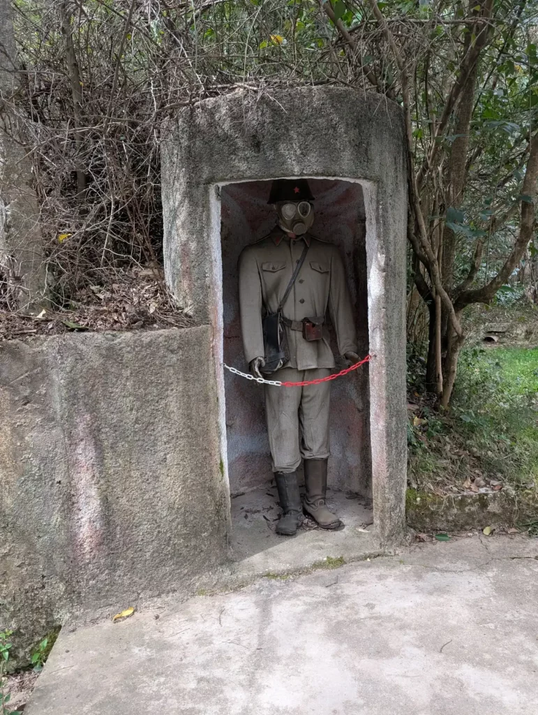 A mannequin dressed as a soldier stood in a pillbox