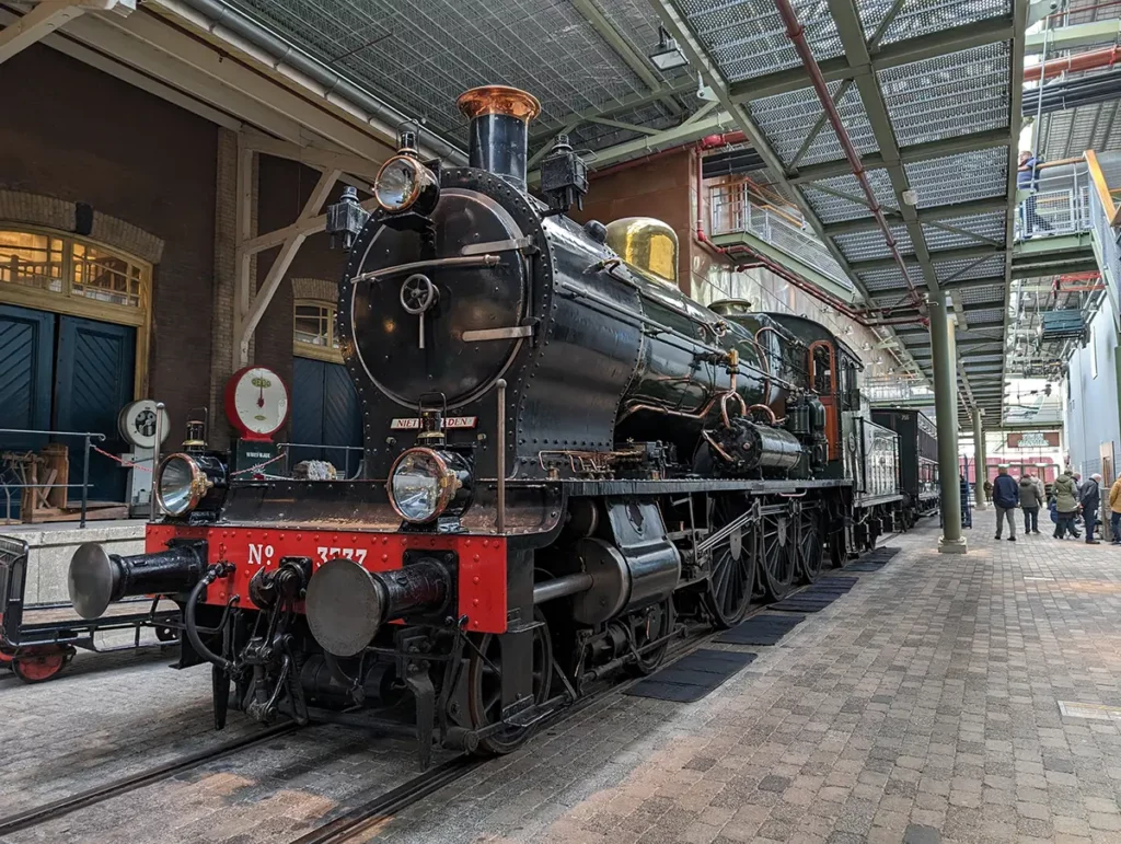 A steam locomotive in a museum