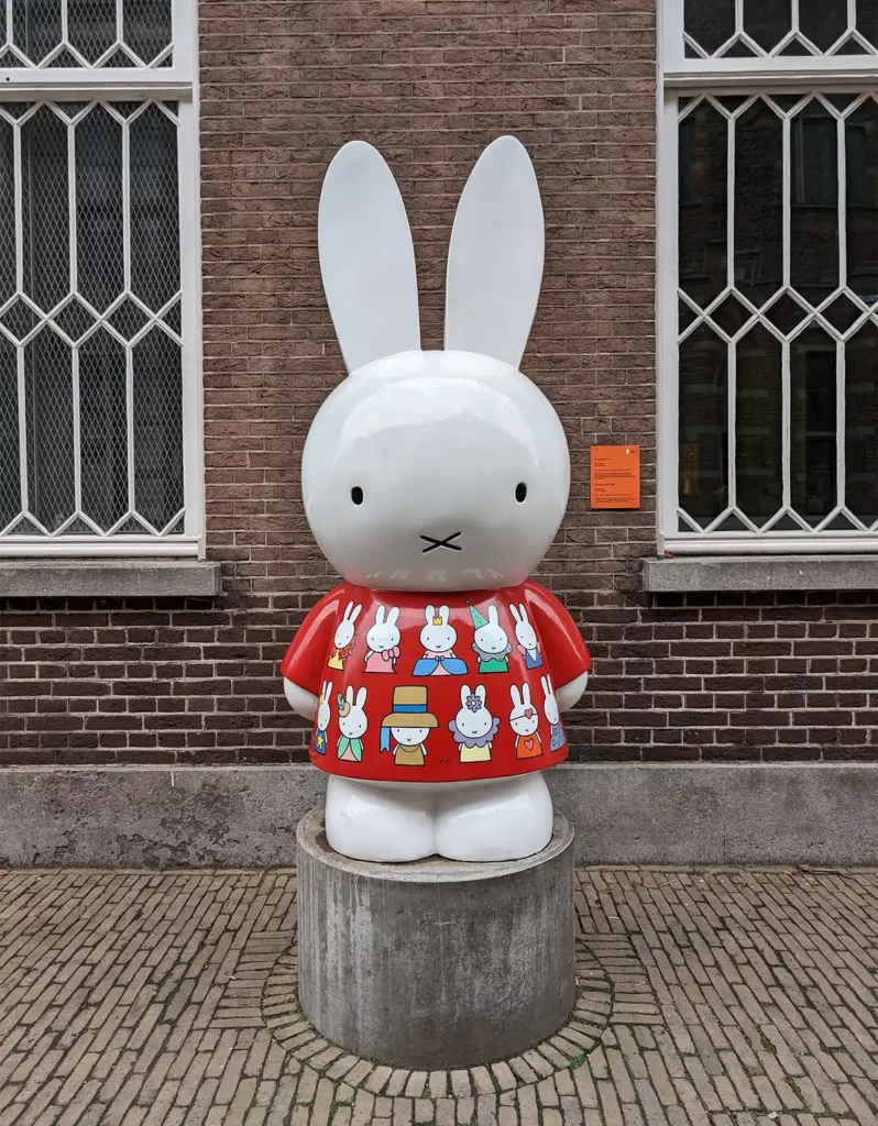 A statue of the little bunny, Miffy, outside the Miffy Museum in Utrecht