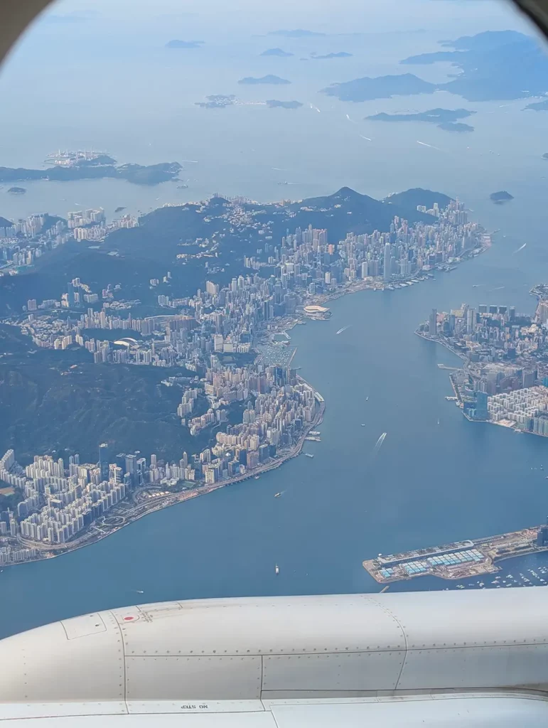 Hong Kong seen from a plane window