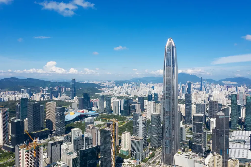 The skyline of Shenzhen, the nearest mainland Chinese city to Hong Kong