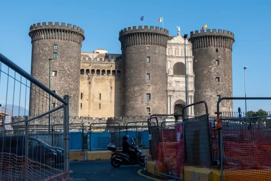 Castel Nuovo is a strange combination of austere dark stone fortifications and an ornate Renaissance gate.