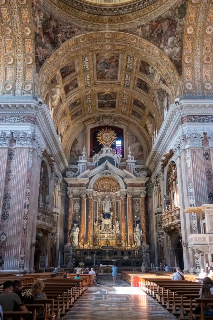 The ornate interior of Gesù Nuovo church