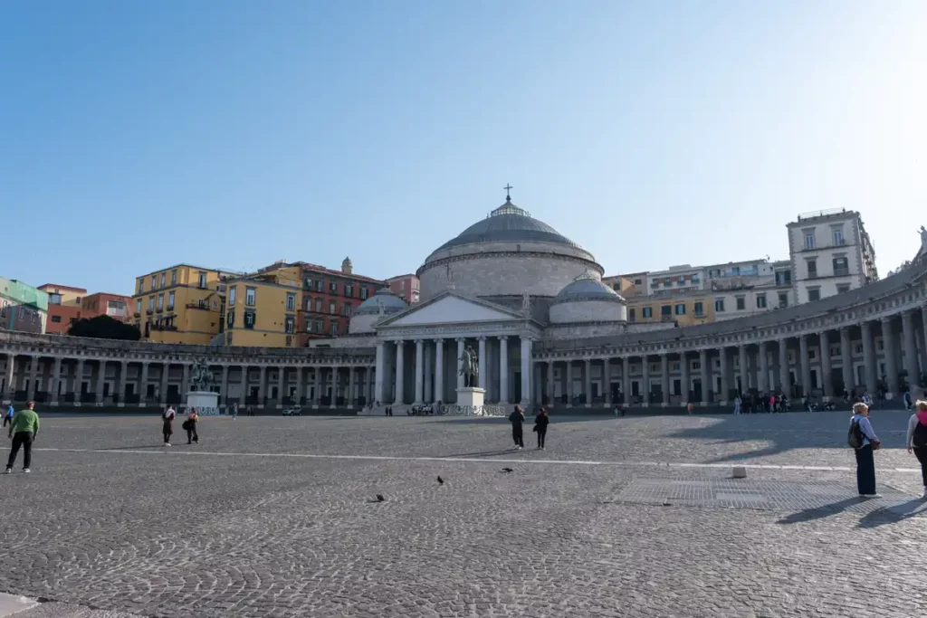 Piazza Plebiscito is a grand square, framed by a graceful curved colonnade