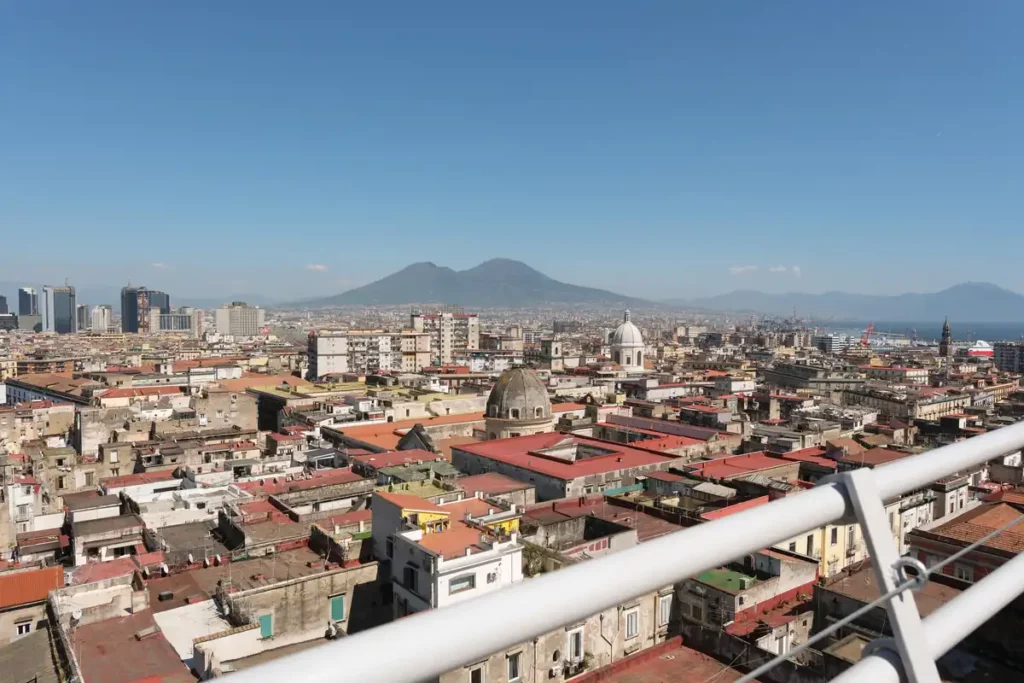 The city of Naples spread out in a view from the roof of the Duomo (Cathedral)