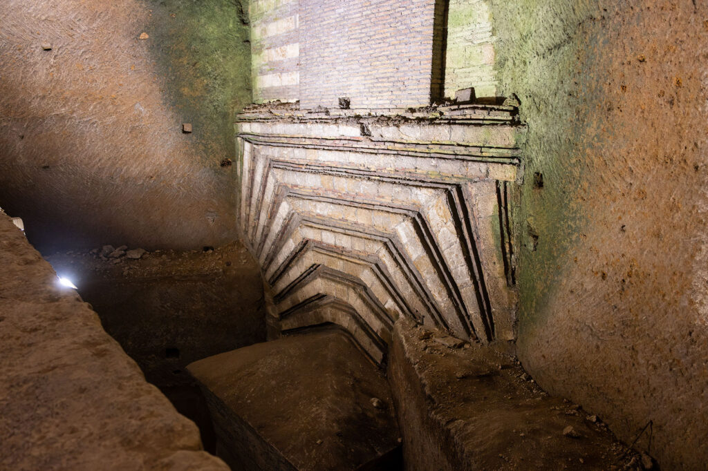 An arch with a geometric design